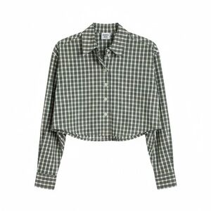 ARITZIA Sunday Best Green Plaid Cropped Button Down Shirt | Size 1